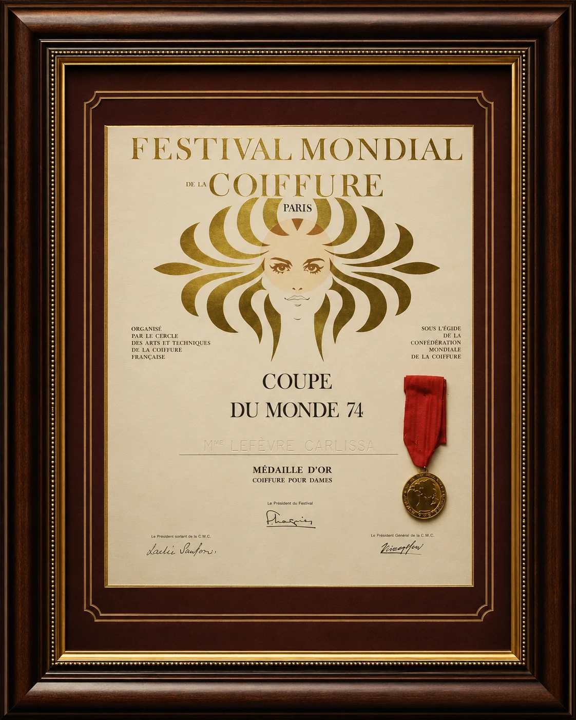 Coupe du Monde — Médaille d'Or. Parigi, 1974.